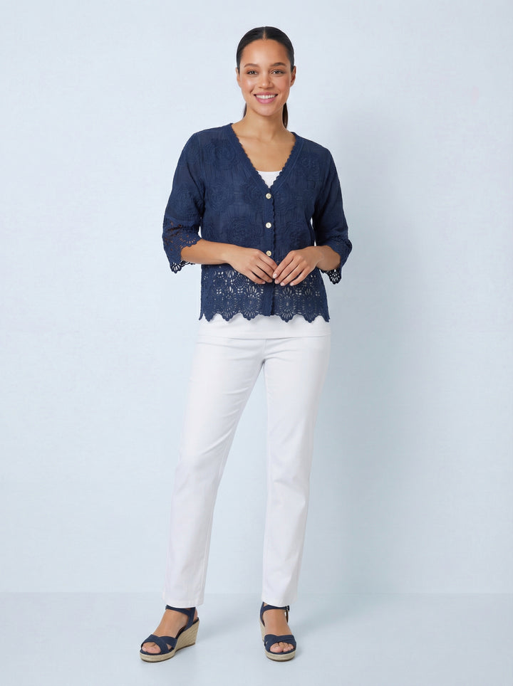 “GEMMA” Lace Top / Jacket - Navy