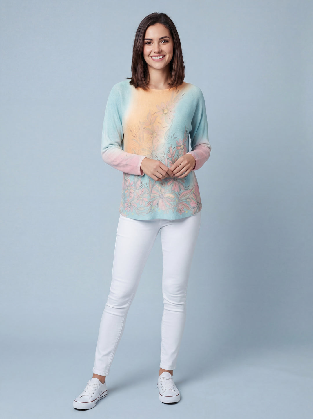 "LEAH" Ombre Soft Knit Jumper - Peach / Mint