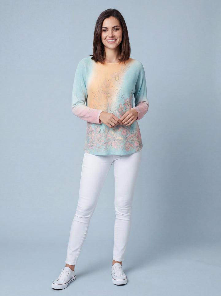 "LEAH" Ombre Soft Knit Jumper - Peach / Mint