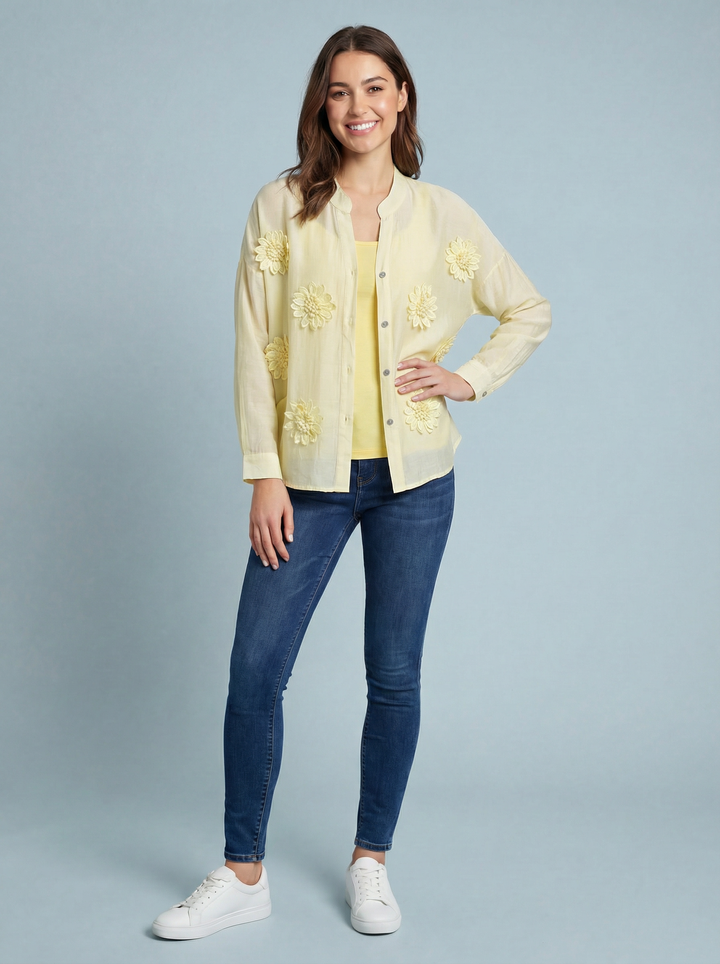 “ABBY” 3D Floral Shirt / Blouse - Yellow