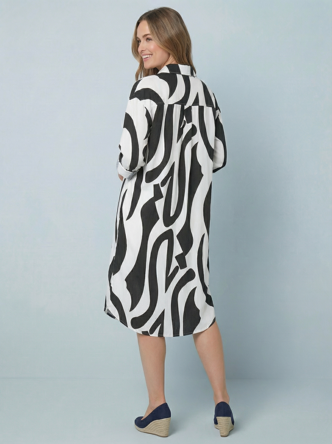 “TINA”  Geometric Print Shirt / Dress - Black / White