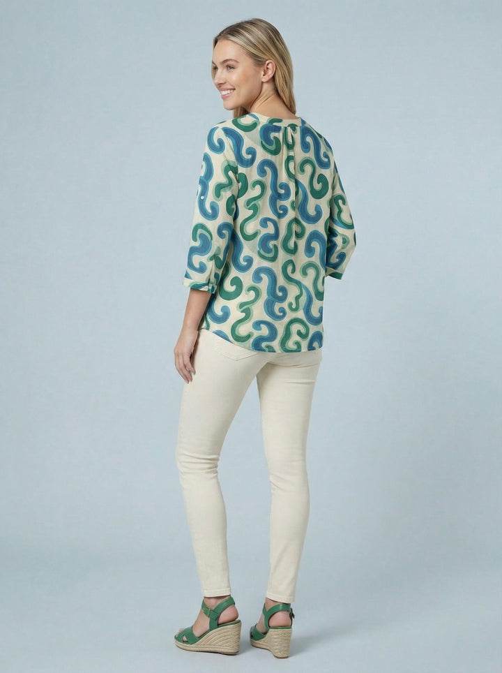 "MABEL” Floral Print  Blouse - Green
