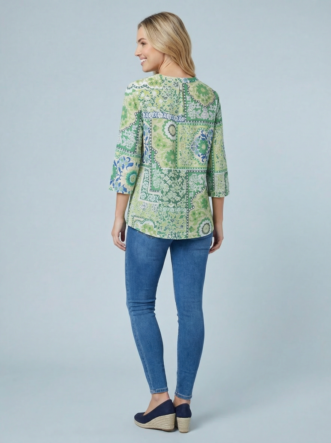 "MABEL” Floral Print  Blouse - Leafy Green