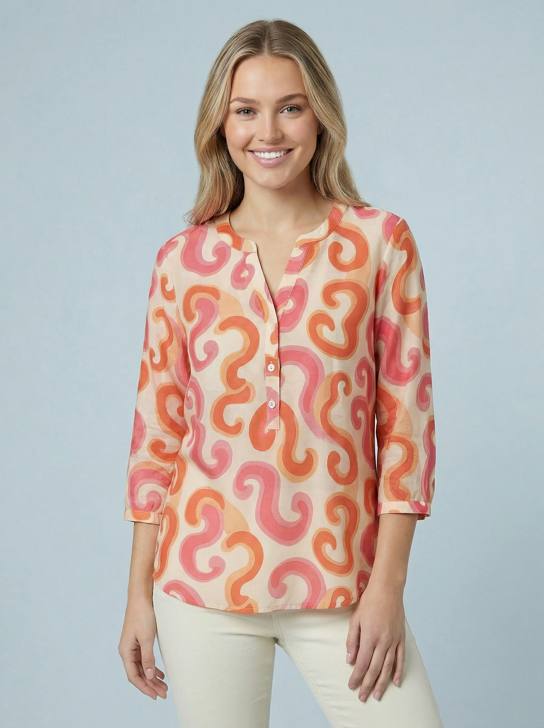 "MABEL” Floral Print  Blouse - Orange