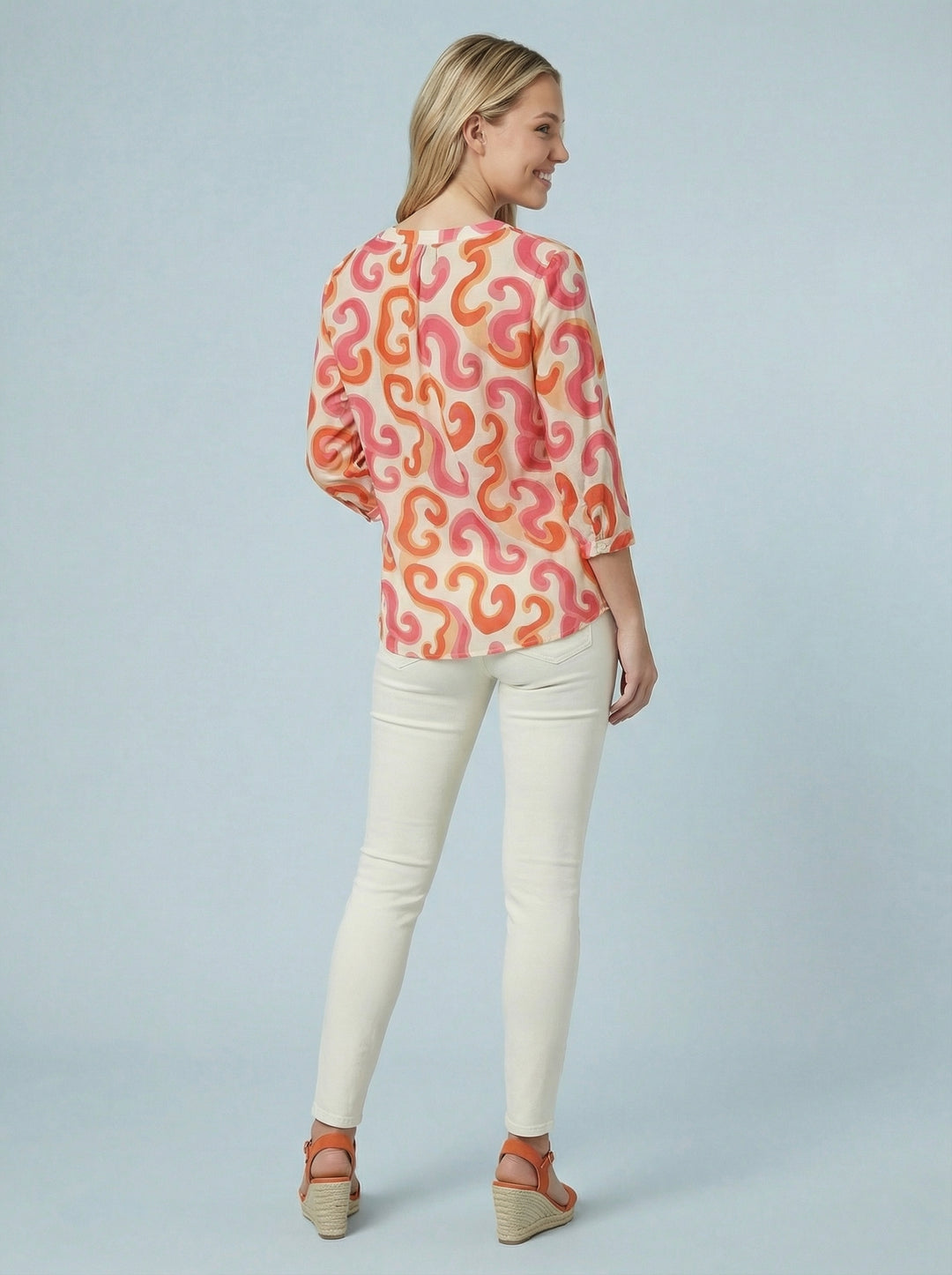 "MABEL” Floral Print  Blouse - Orange