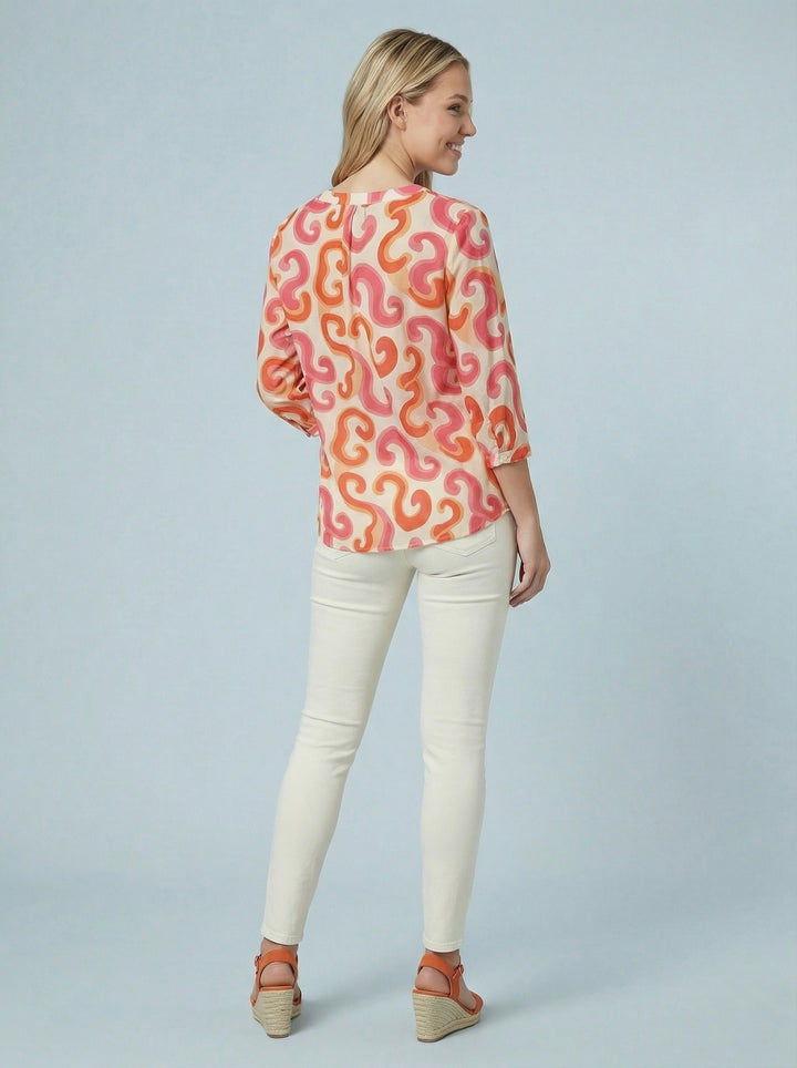 "MABEL” Floral Print  Blouse - Orange