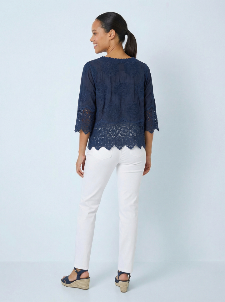“GEMMA” Lace Top / Jacket - Navy