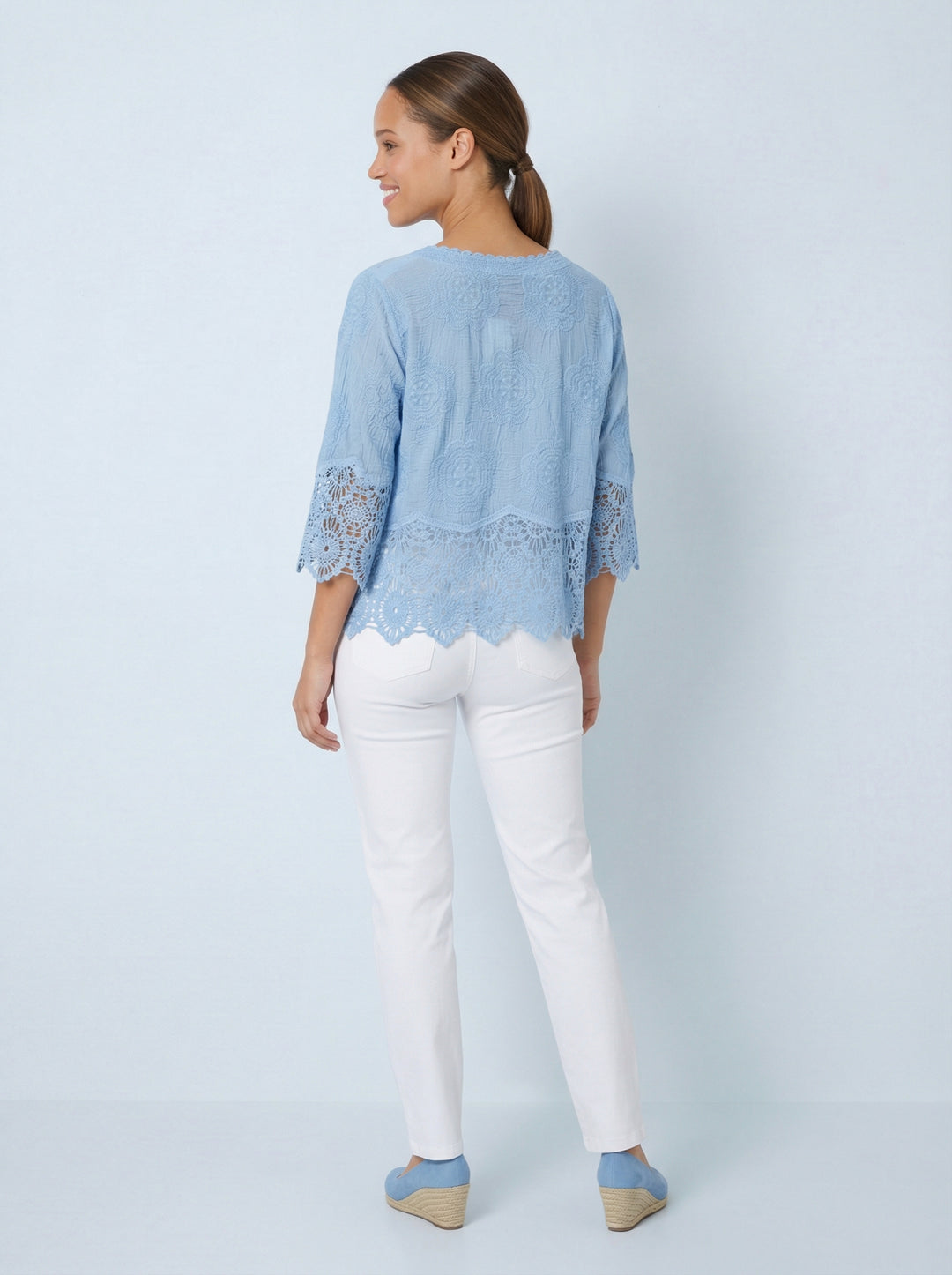 “GEMMA” Lace Top / Jacket - Sky Blue