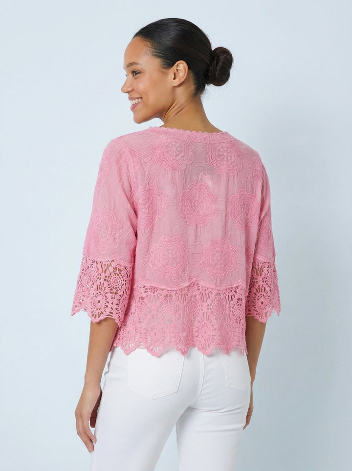 “GEMMA” Lace Top / Jacket - Blush Pink