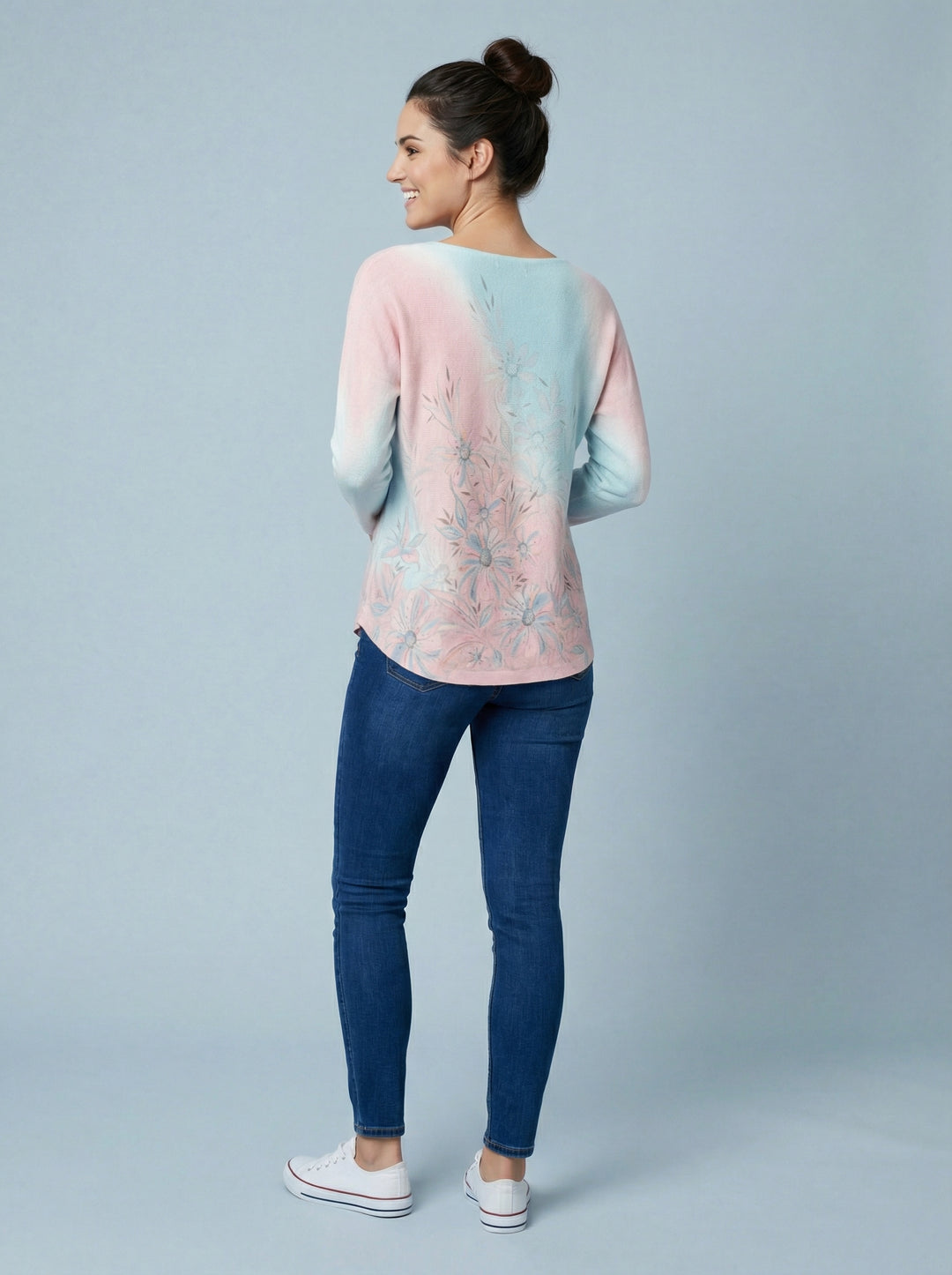 "LEAH" Ombre Soft Knit Jumper - Mint / Blush Pink