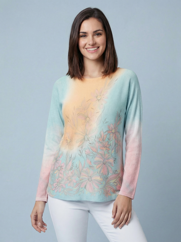 "LEAH" Ombre Soft Knit Jumper - Peach / Mint