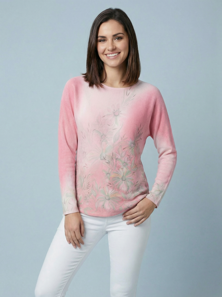 "LEAH" Ombre Soft Knit Jumper - Cerise / Khaki