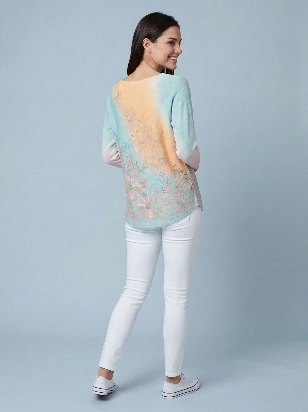 "LEAH" Ombre Soft Knit Jumper - Peach / Mint
