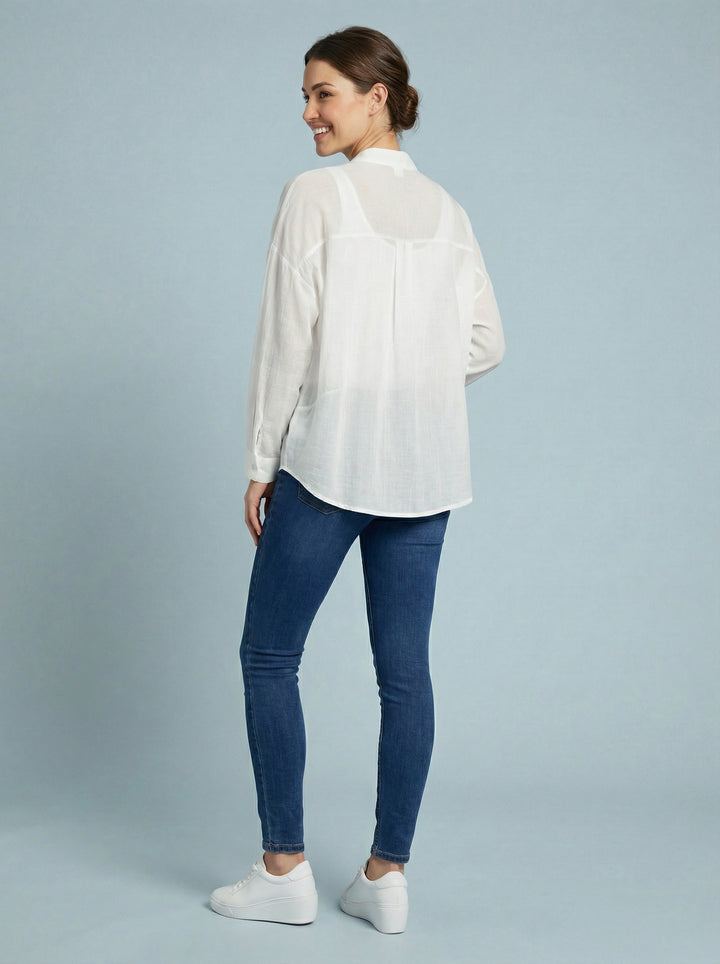 “ABBY” 3D Floral Shirt / Blouse - White