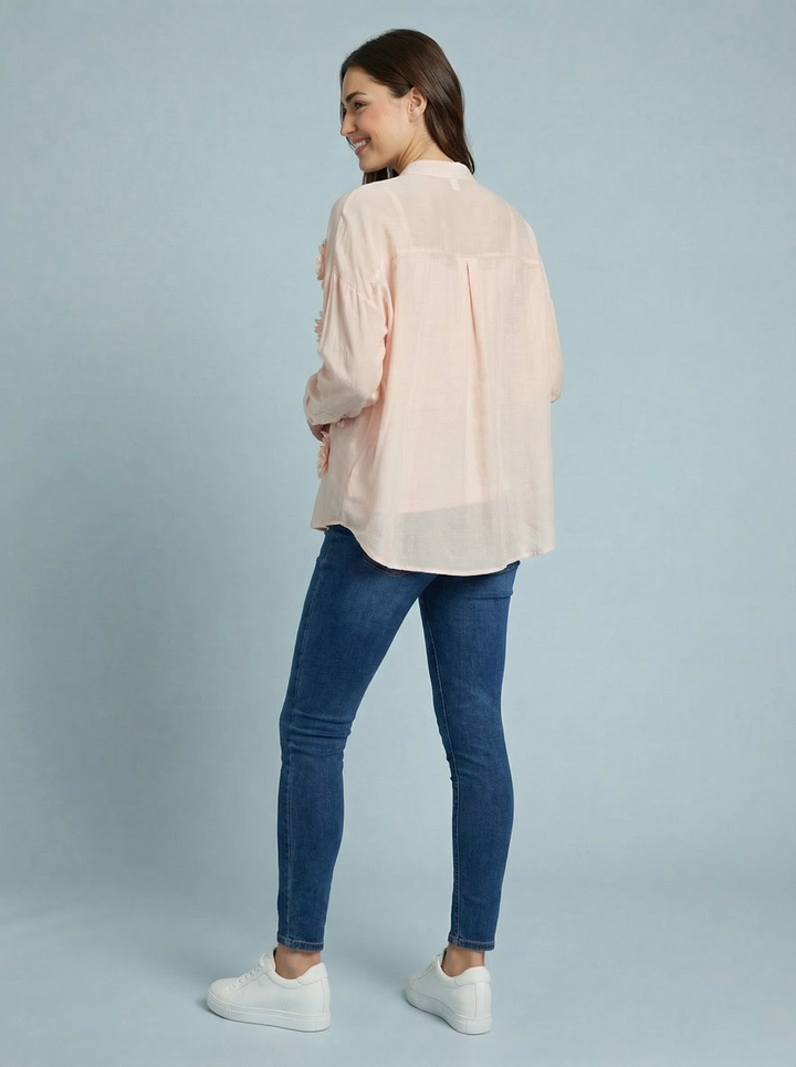 “ABBY” 3D Floral Shirt / Blouse - Blush Pink