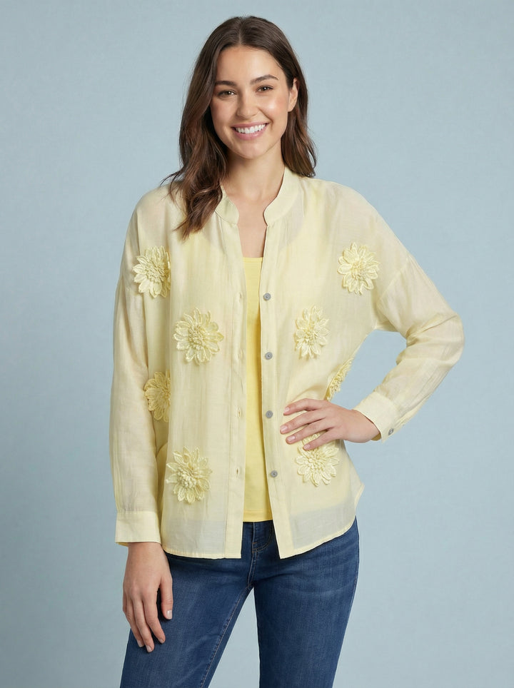 “ABBY” 3D Floral Shirt / Blouse - Yellow