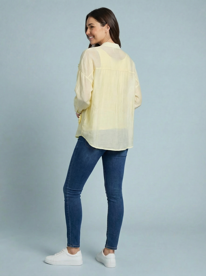 “ABBY” 3D Floral Shirt / Blouse - Yellow