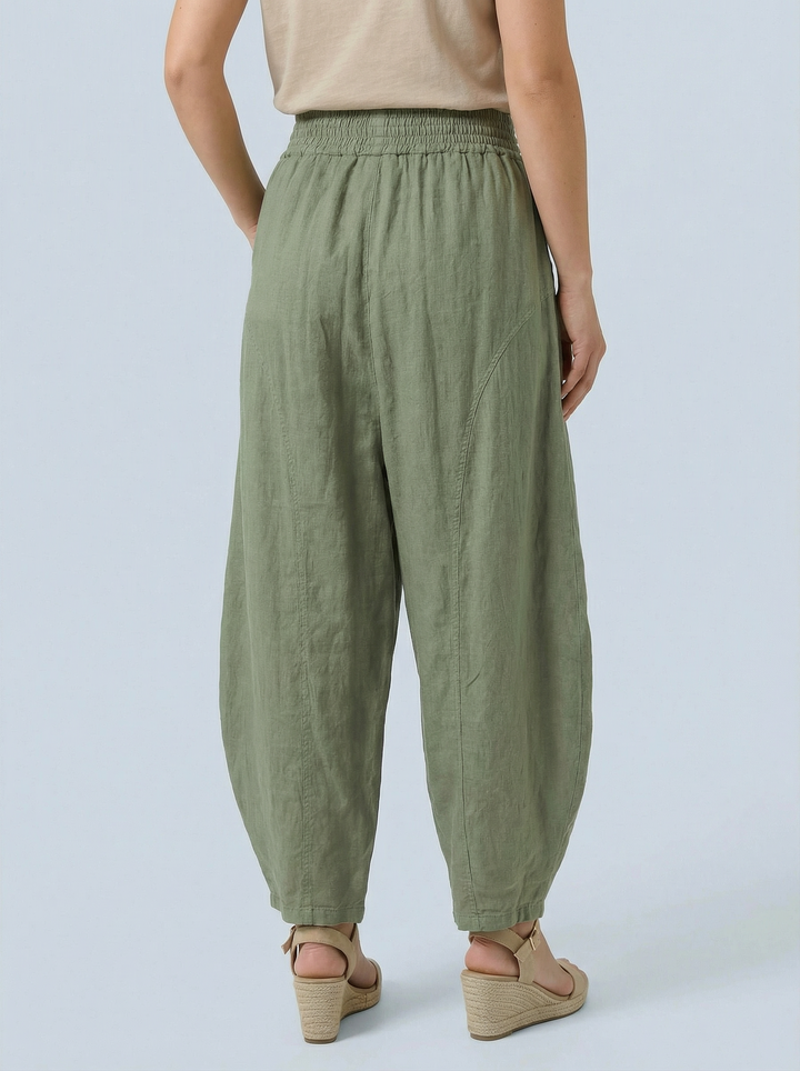 "FLORENCE”  Barrel Trousers - Khaki Green