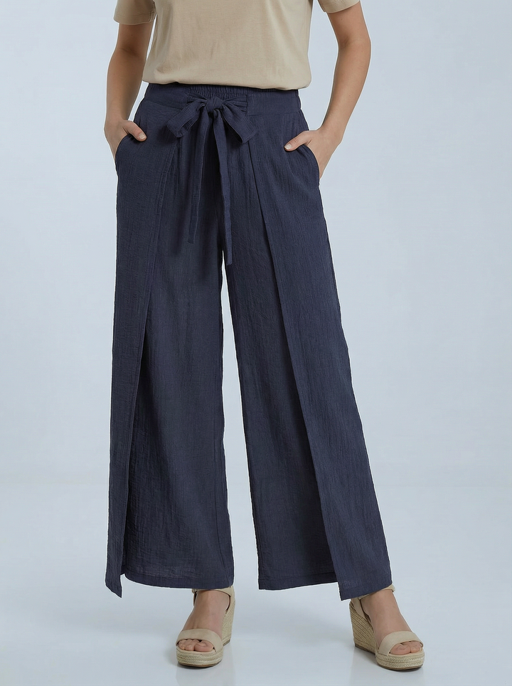 "TILLY” Wrap Over Trousers  - Navy