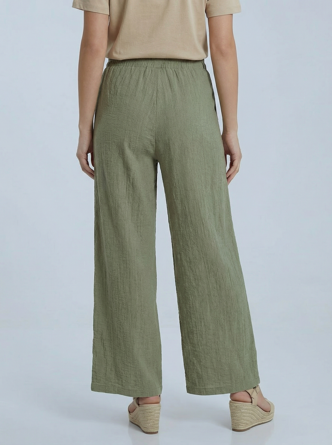"TILLY” Wrap Over Trousers  - Khaki Green