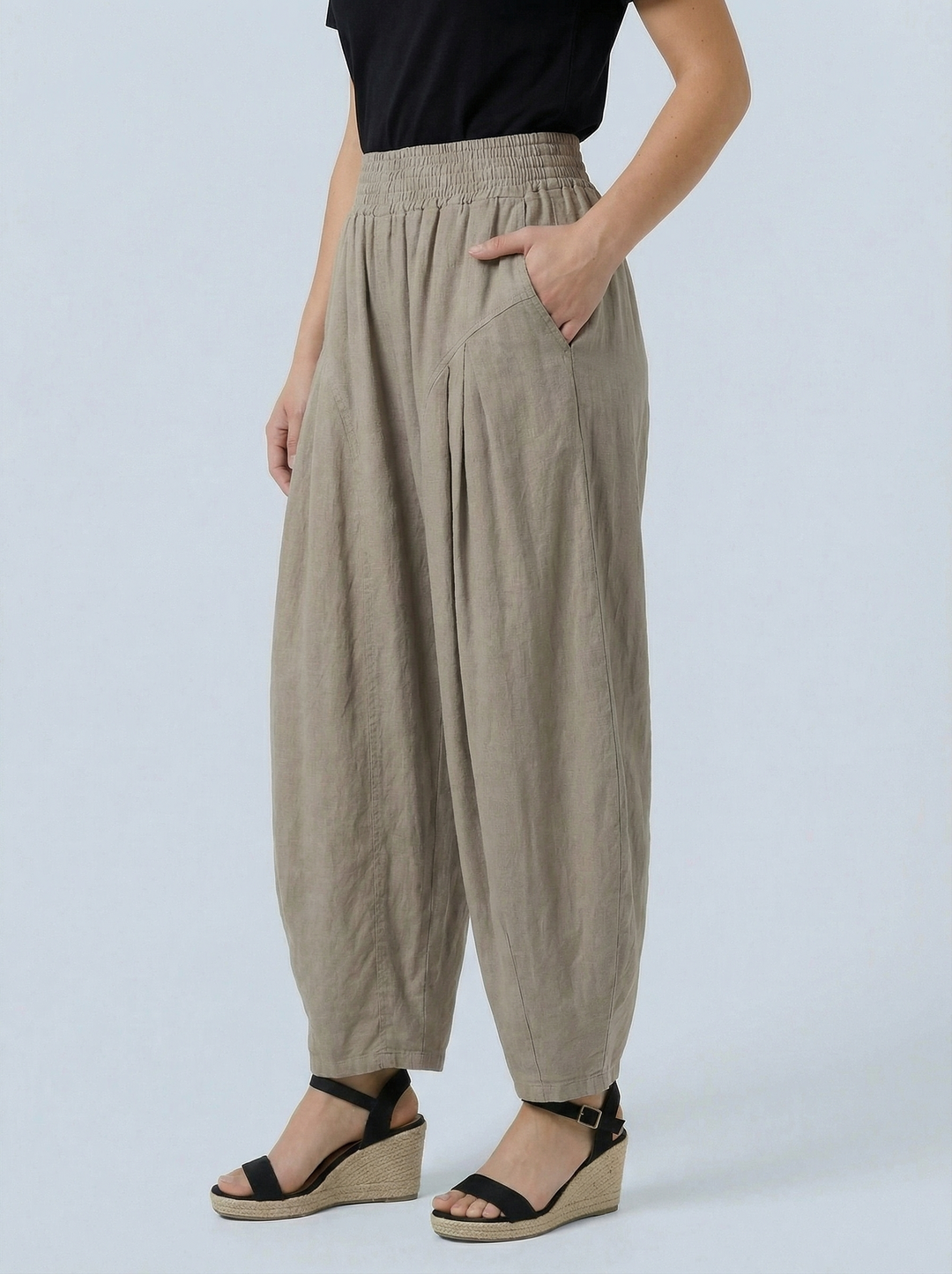 "FLORENCE”  Barrel Trousers - Mocha