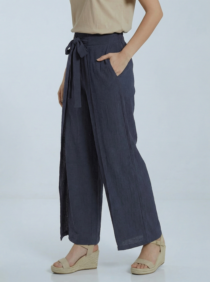 "TILLY” Wrap Over Trousers  - Navy