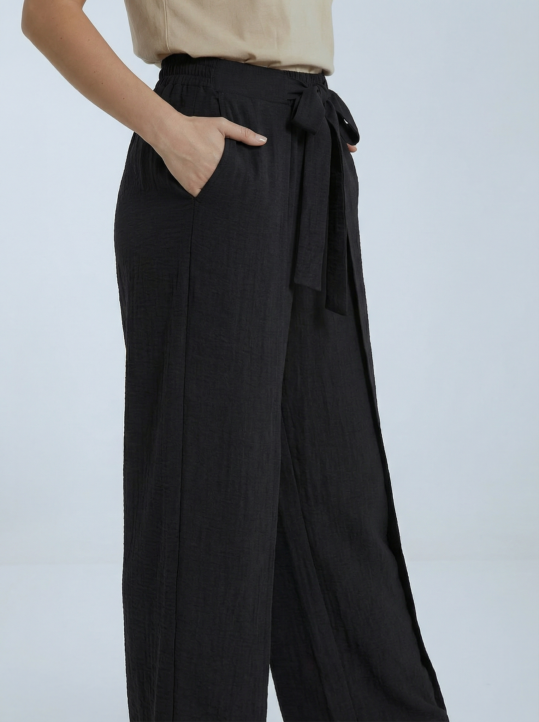 "TILLY” Wrap Over Trousers  - Black