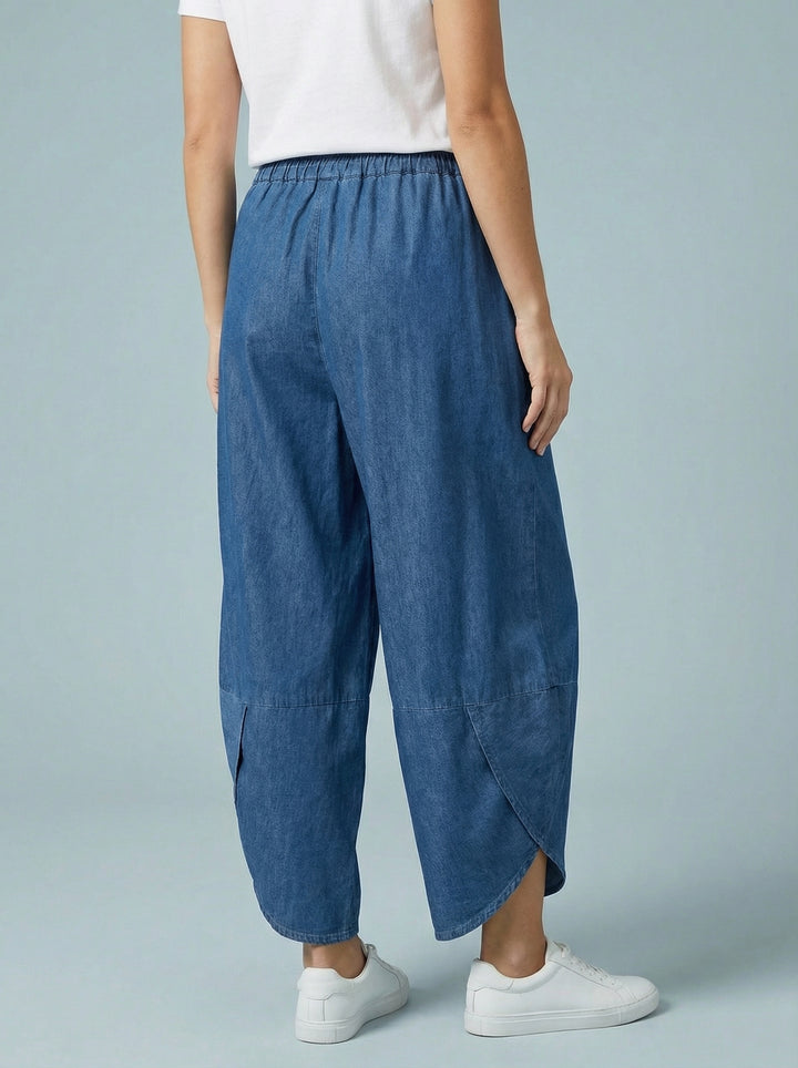 "ERIN” Barrel Trousers - Light Denim