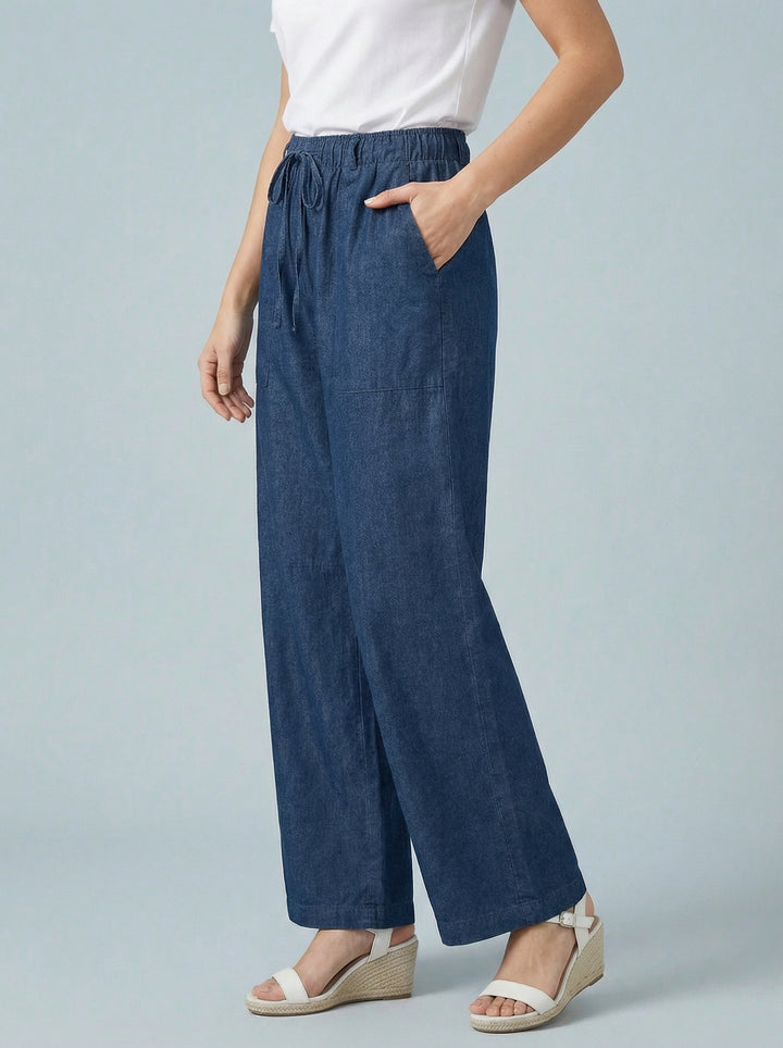 "JULIE” Wide Leg Trousers - Dark Denim