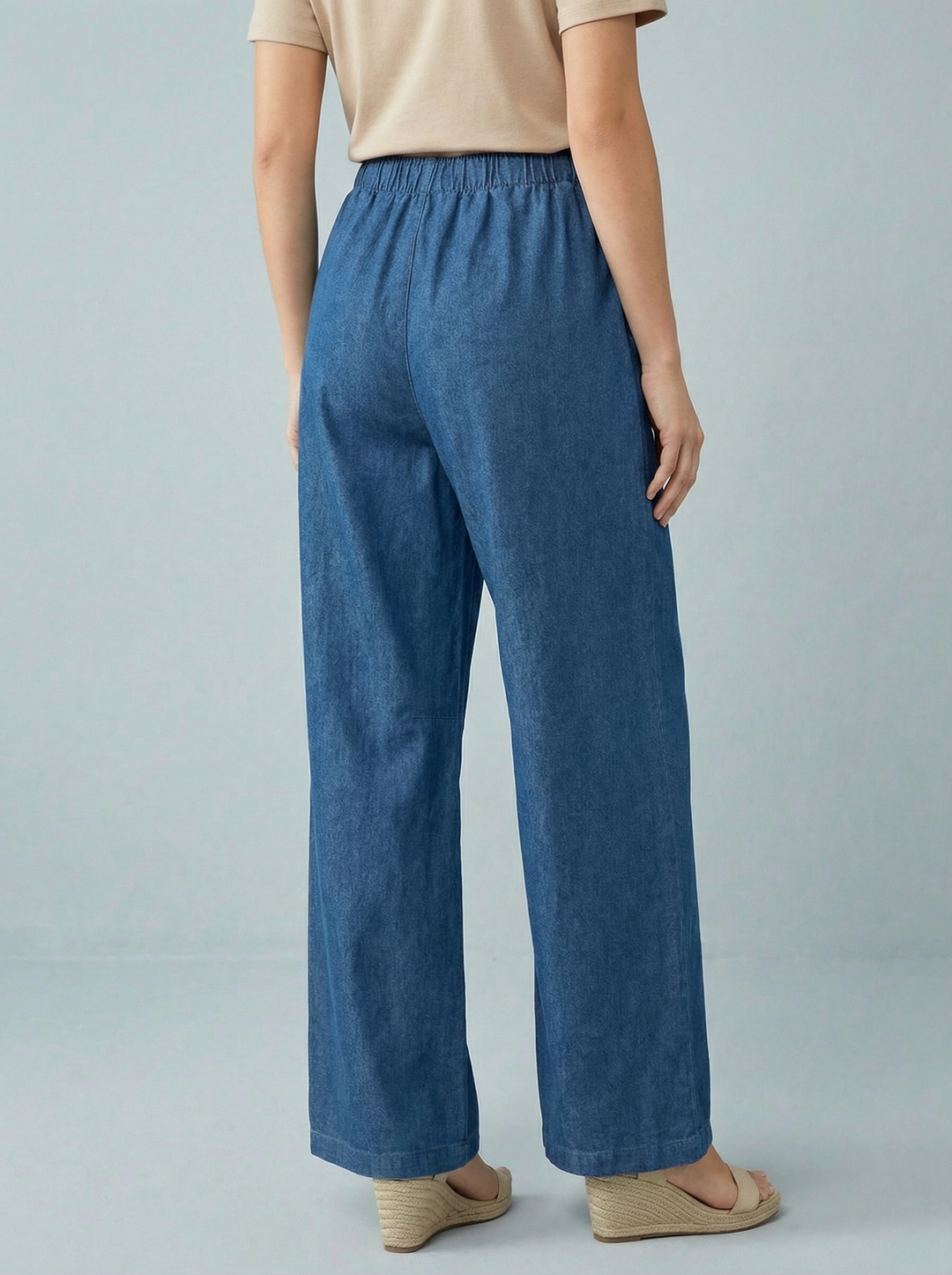 "JULIE” Wide Leg Trousers - Light Denim