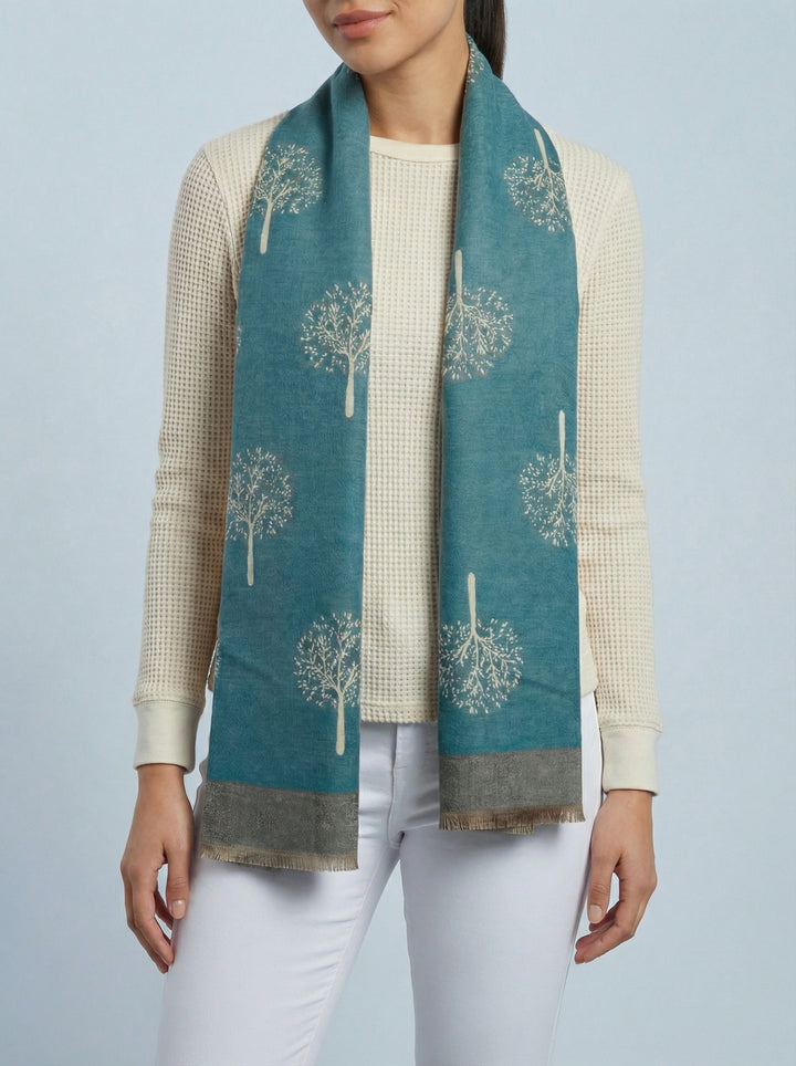 No.113 Tree Of Life Print Scarf-Teal