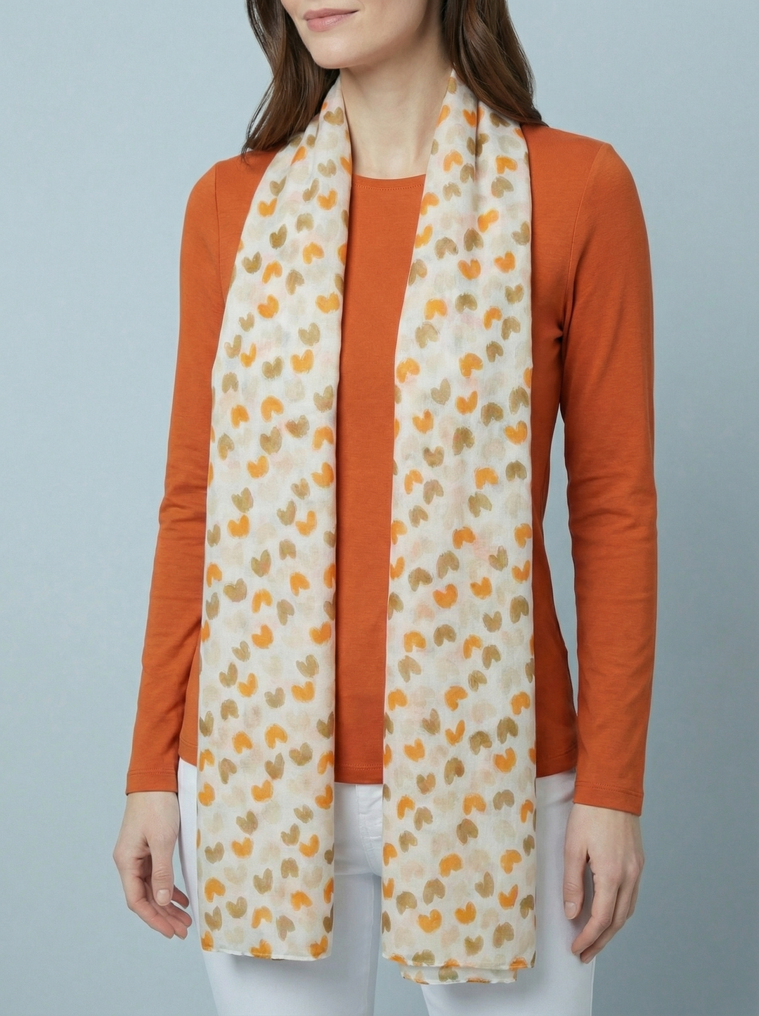 No.102 Butterfly Print Scarf-White & Orange