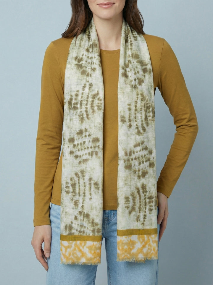 No.100 Artistic Print Scarf-Mocha