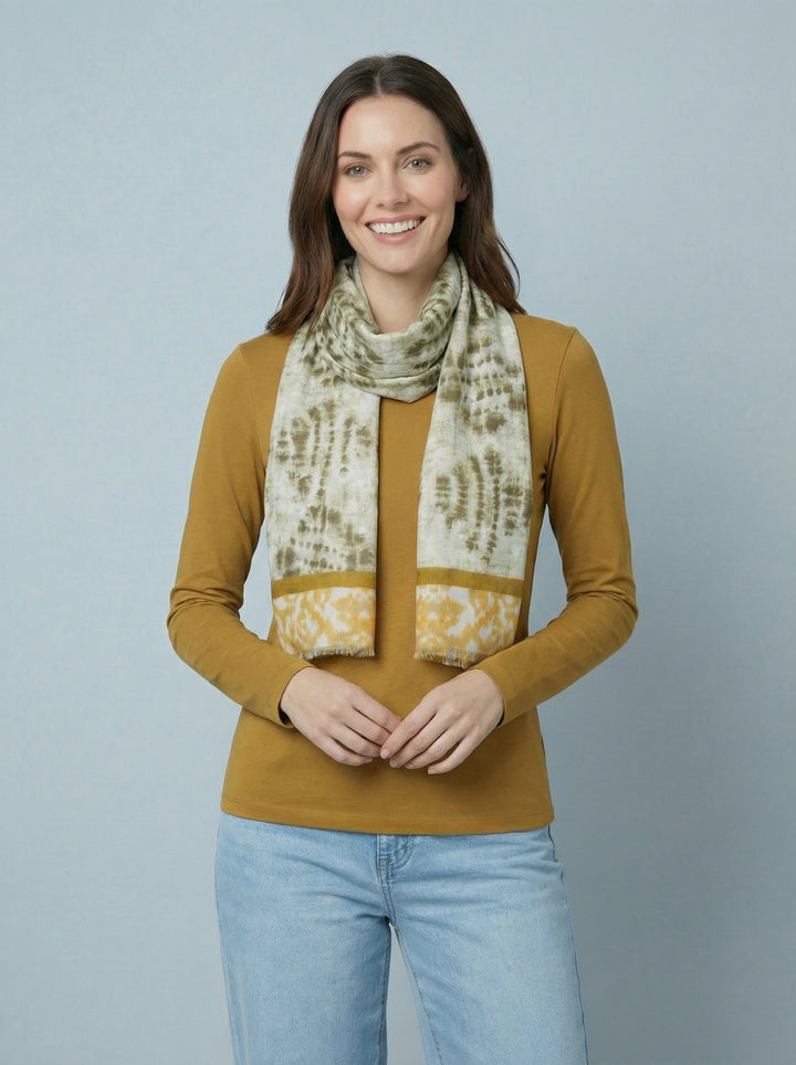 No.100 Artistic Print Scarf-Mocha