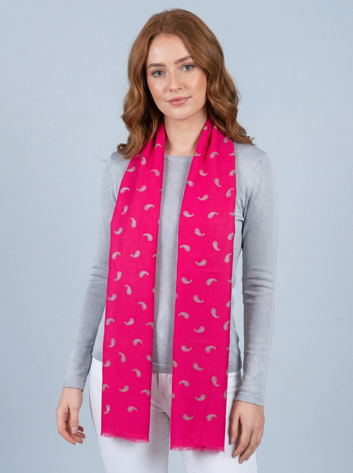 No.86 Artistic Print Scarf-Cerise Pink