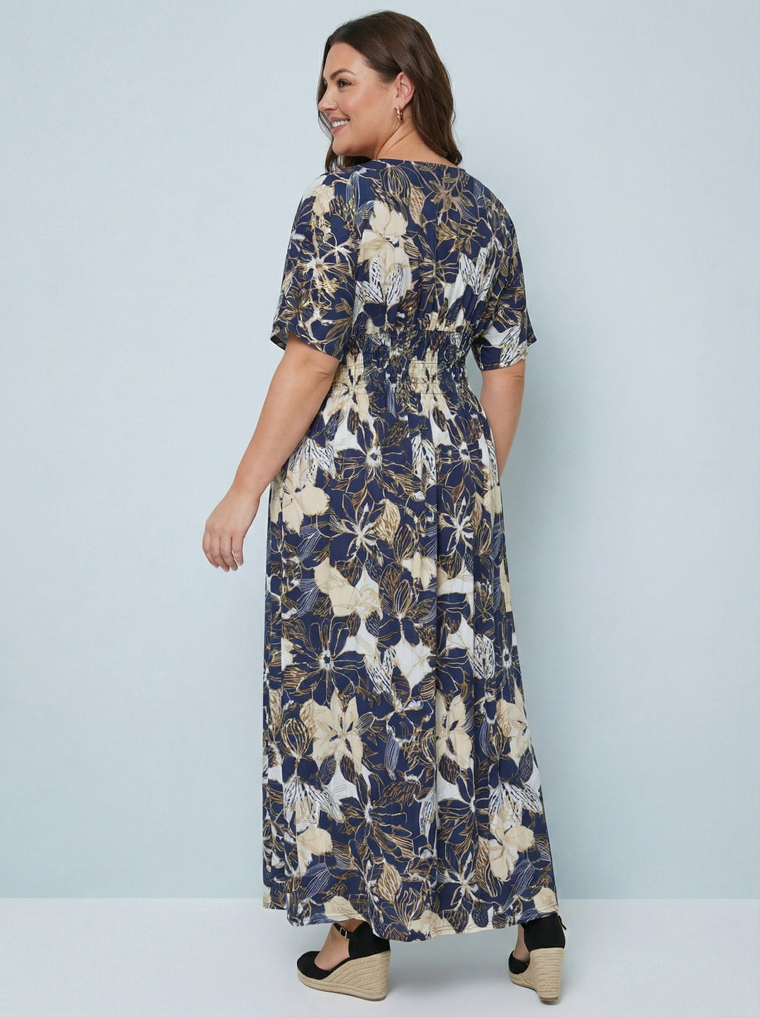 “JOSIE” Maxi Dress - Navy / Cream