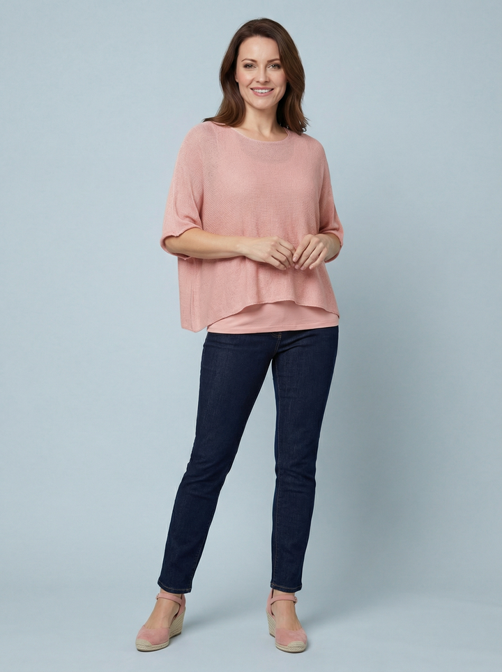 "RAYA”Fine Knit Top - Blush Pink