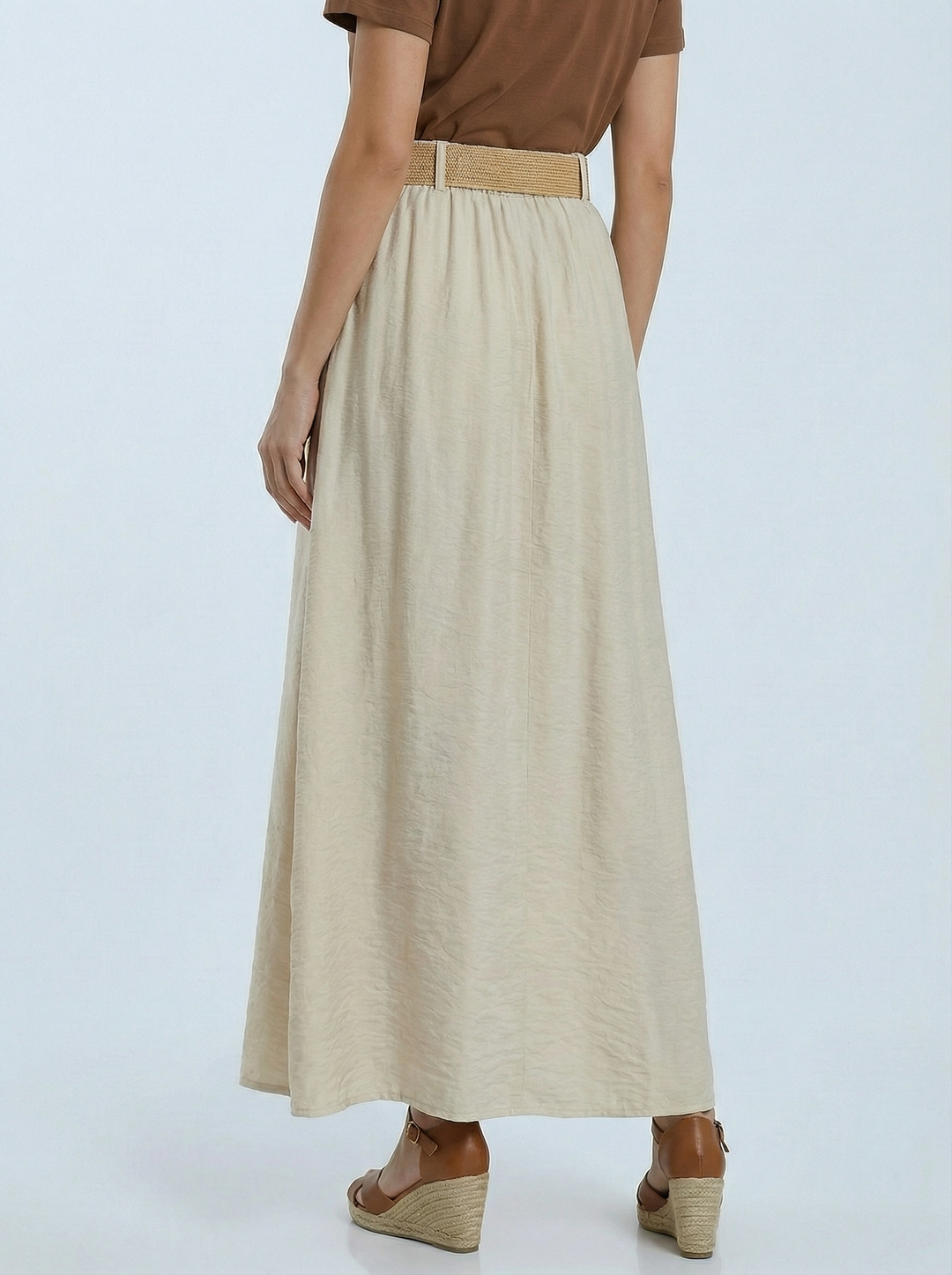 “BETH” Skirt With Button Detailing  - Cream