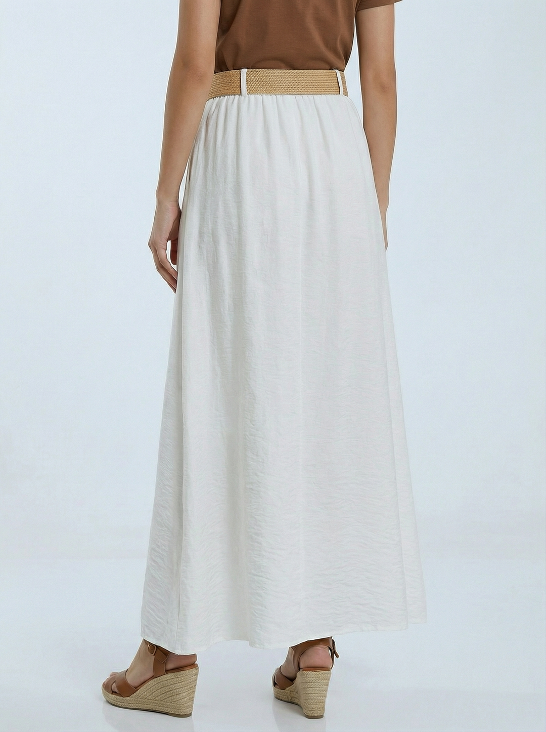 “BETH” Skirt With Button Detailing  - White