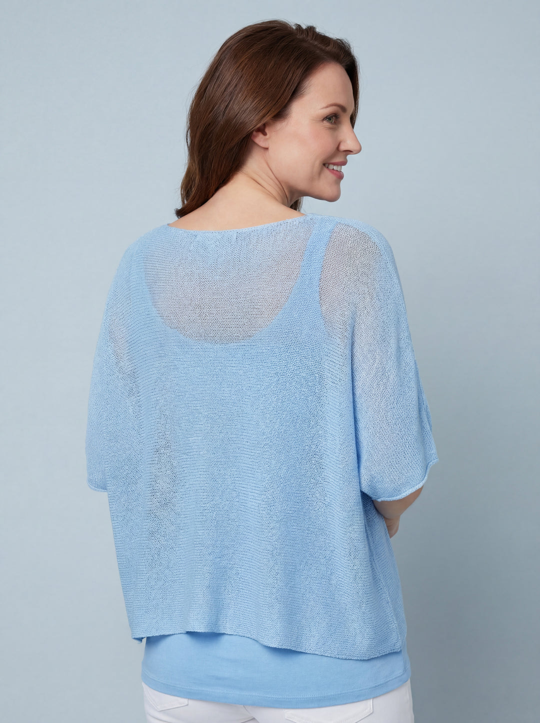 "RAYA”Fine Knit Top - Sky Blue