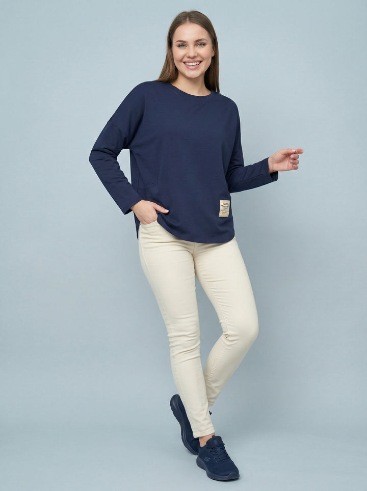 "KYLIE” Scuba Sweat Top - Navy