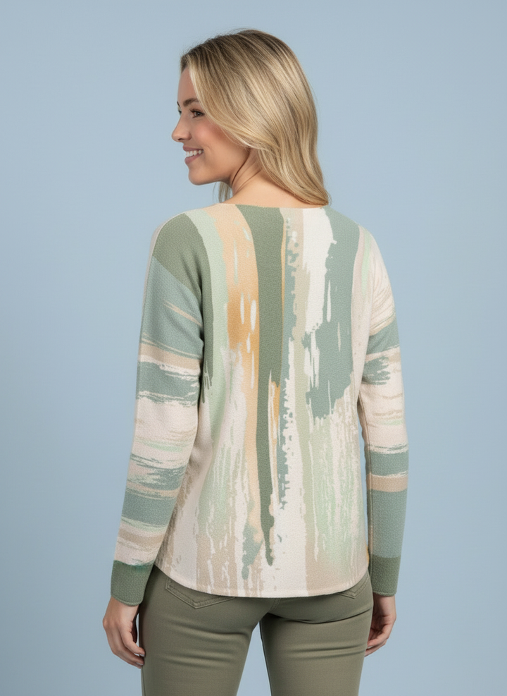 "DARCIE” Soft Knit Top - Khaki/Cream