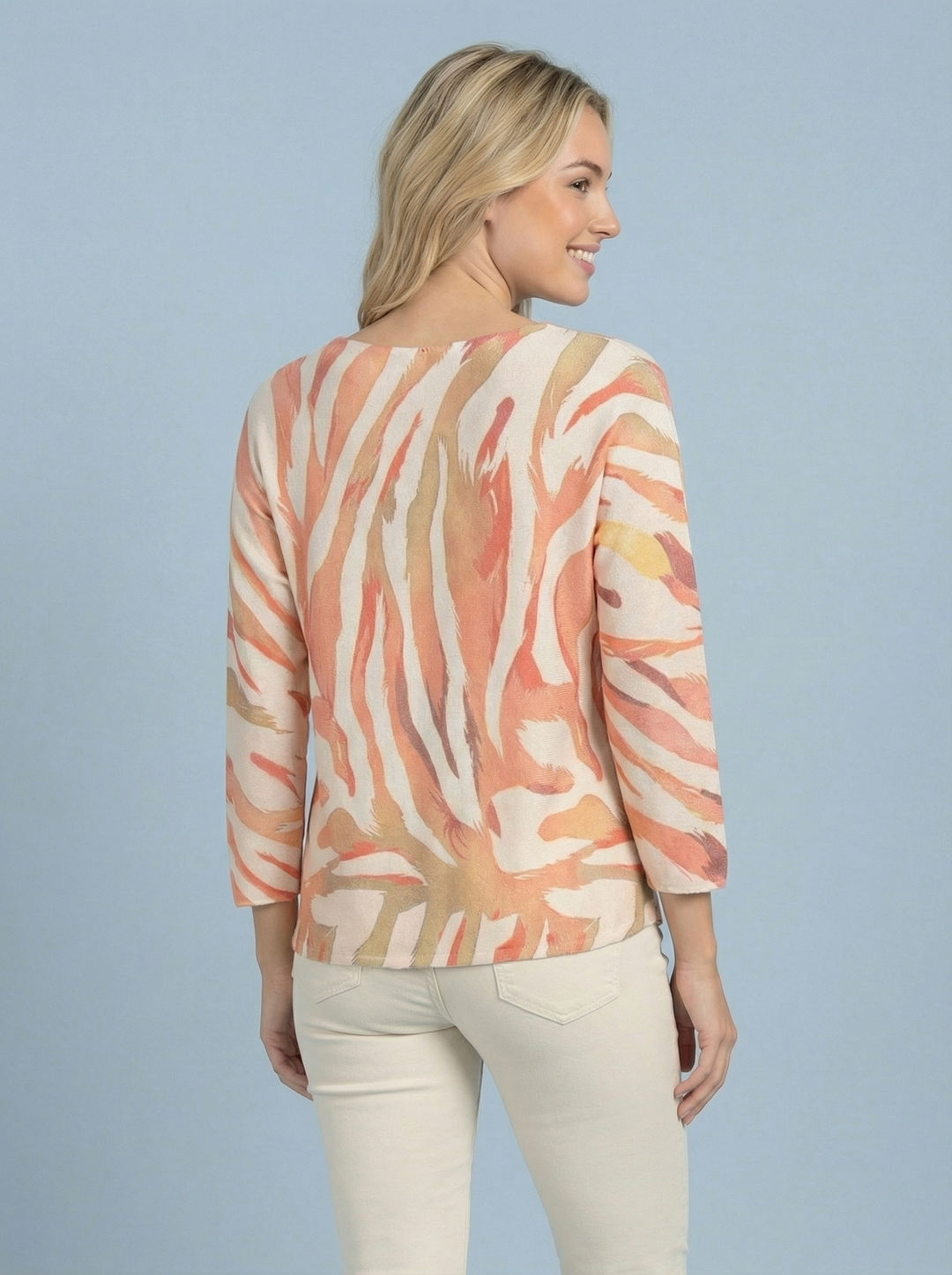 "DARCIE” Soft Knit Top - Coral/Cream