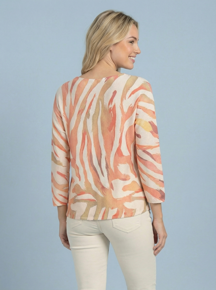 "DARCIE” Soft Knit Top - Coral/Cream