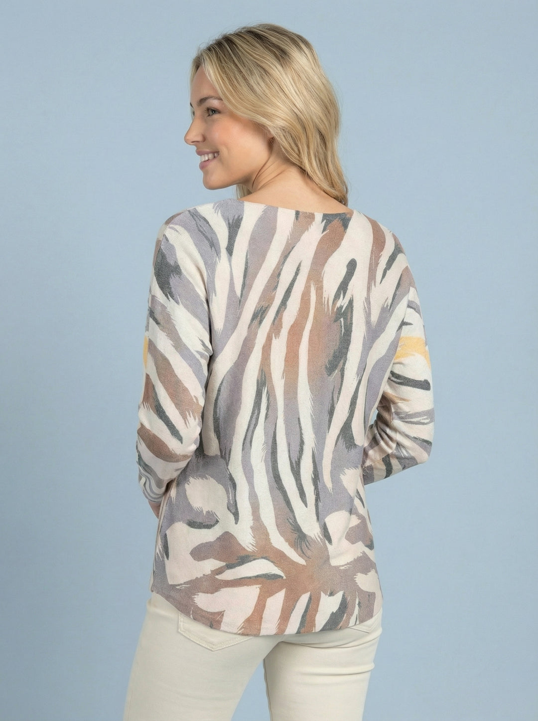 "DARCIE” Soft Knit Top - Grey/Cream