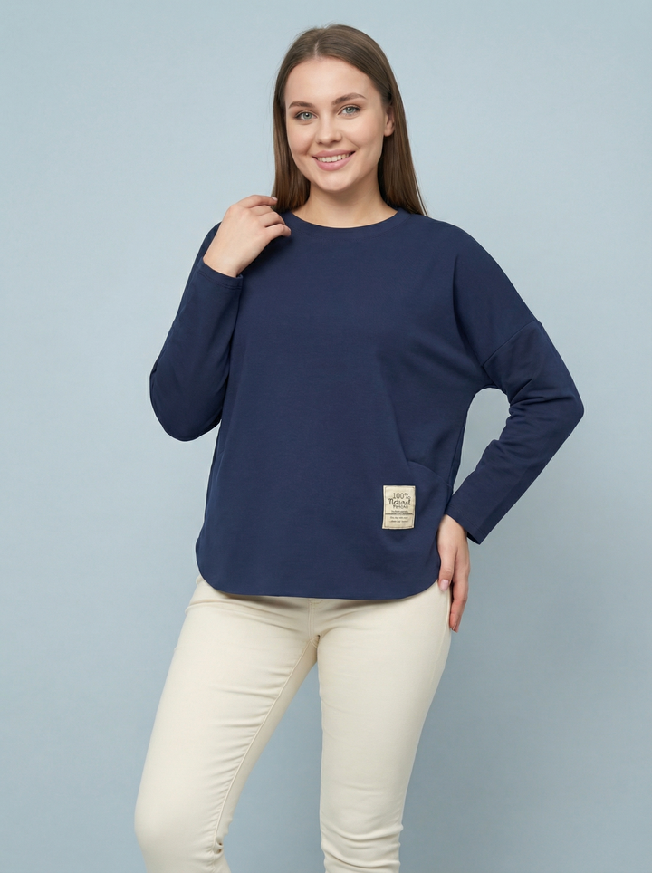 "KYLIE” Scuba Sweat Top - Navy