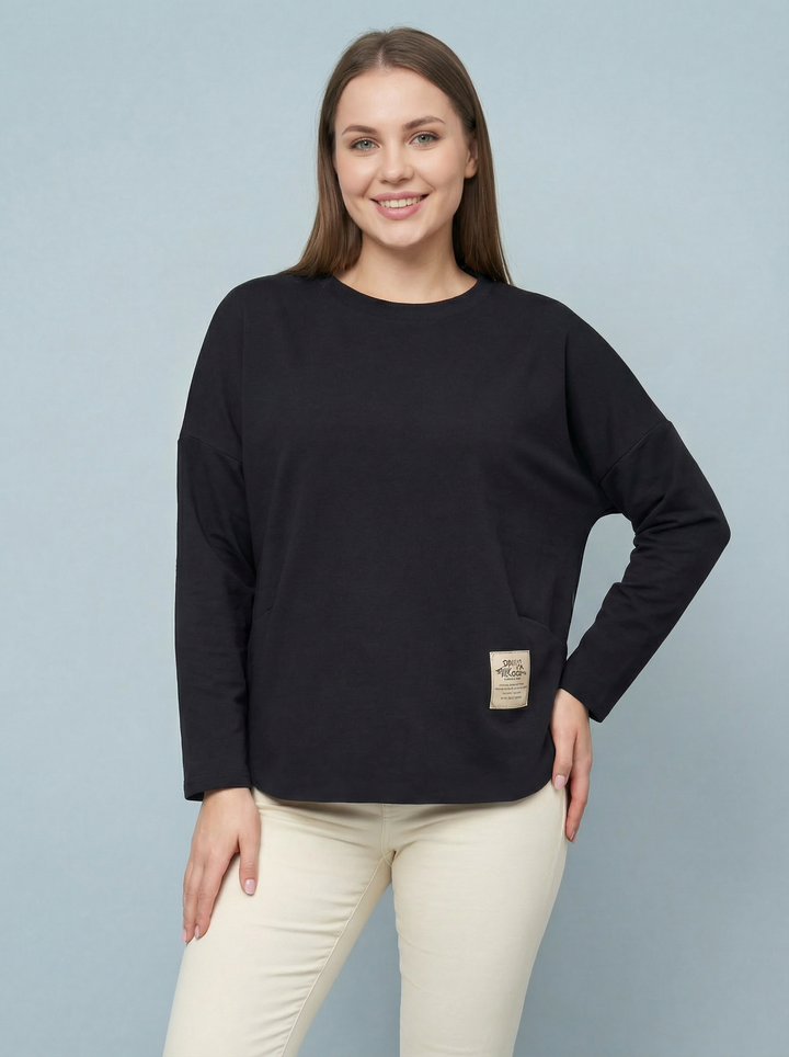 "KYLIE” Scuba Sweat Top - Black