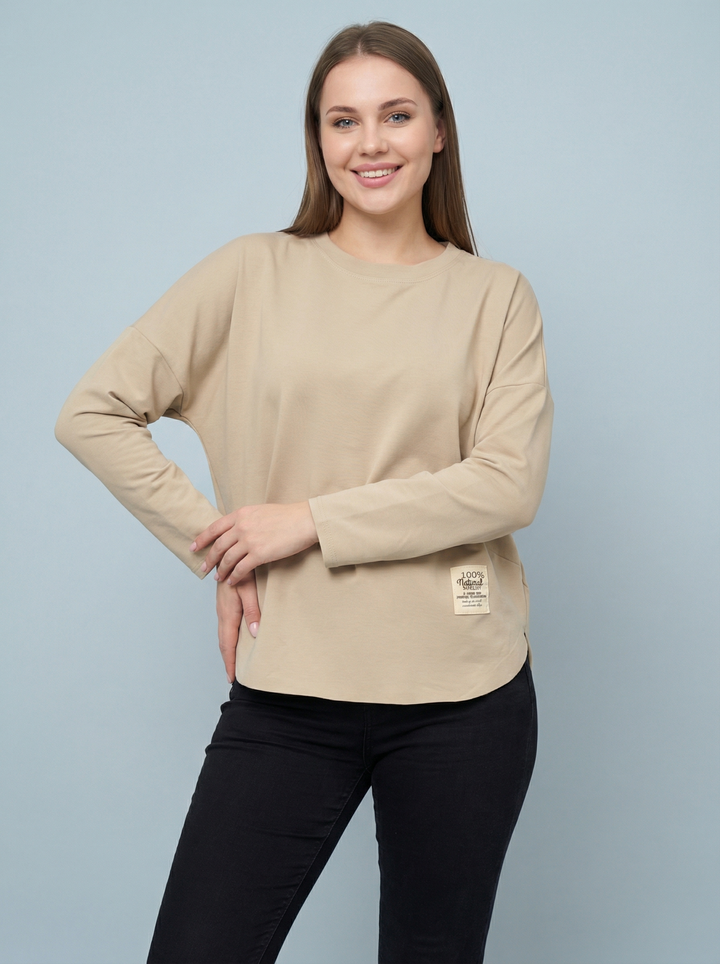 "KYLIE” Scuba Sweat Top - Beige