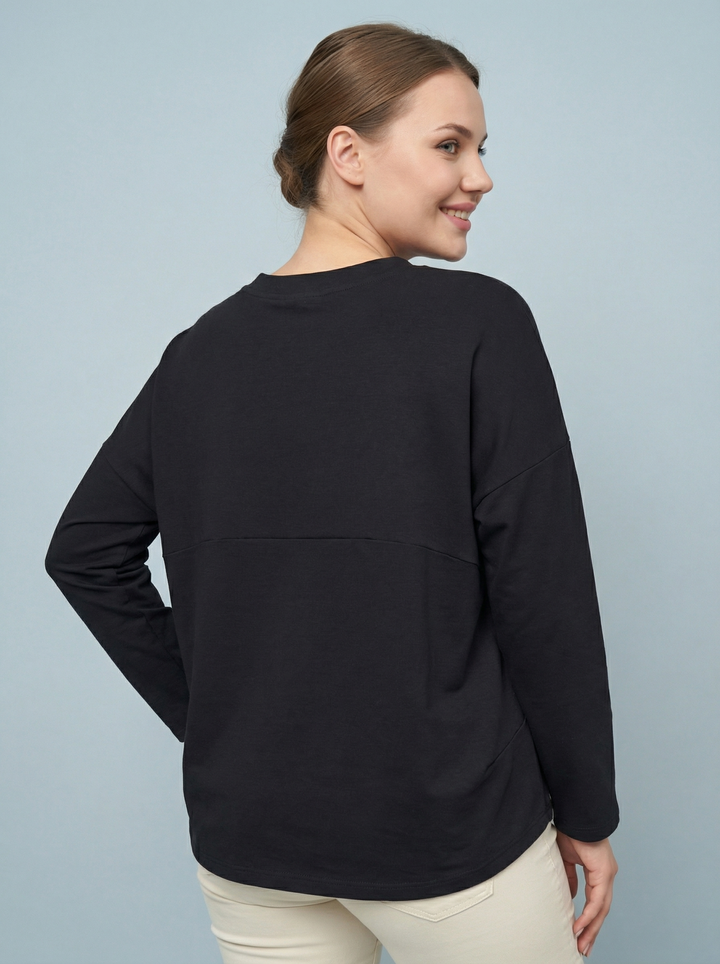 "KYLIE” Scuba Sweat Top - Black