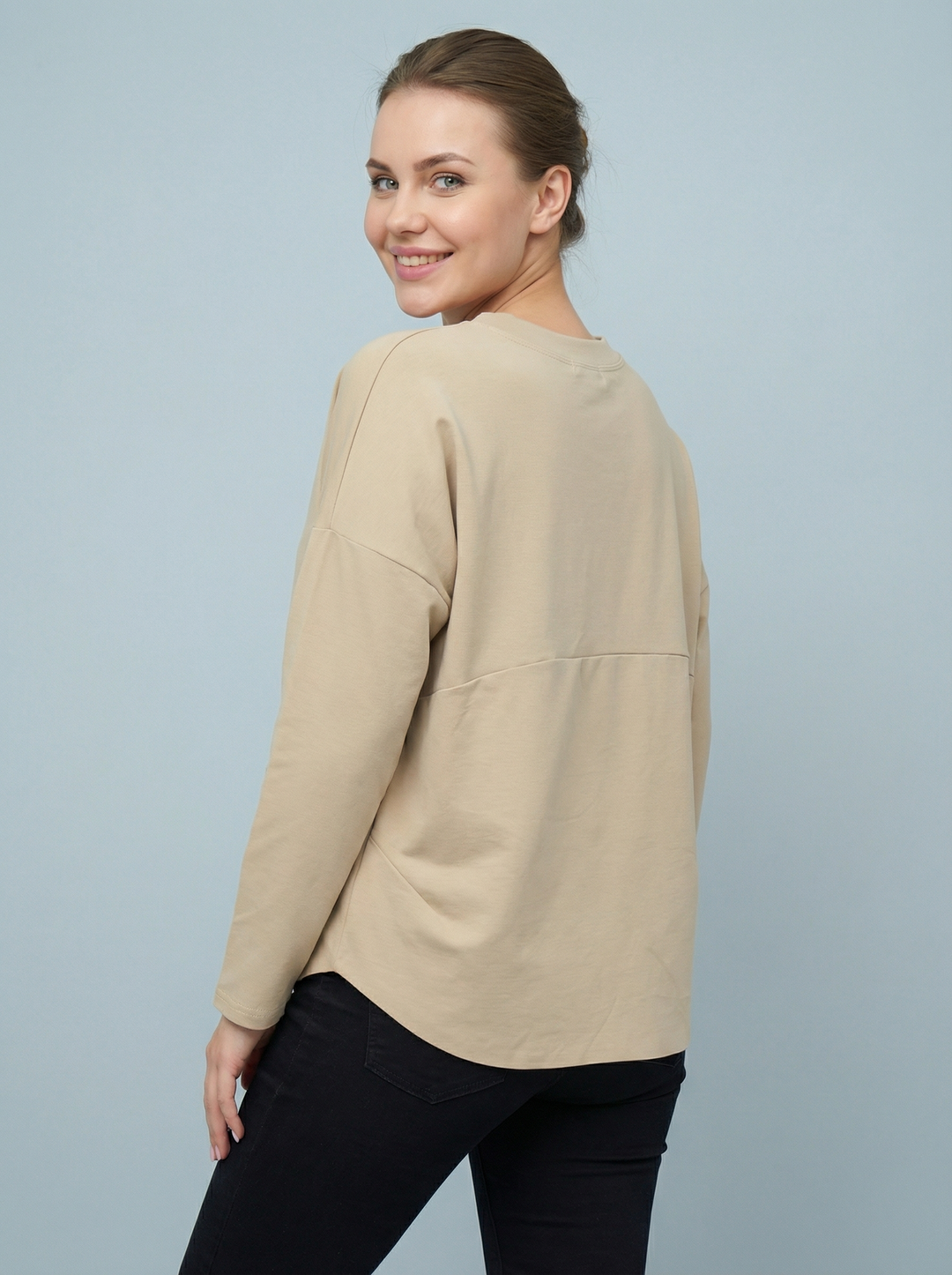 "KYLIE” Scuba Sweat Top - Beige